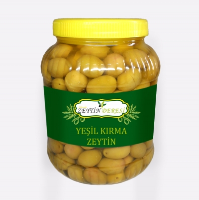 Yeşil Kırma Zeytin 1 Kg Pet Kavanoz