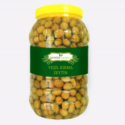 Yeşil Kırma Zeytin 3 Kg Pet Kavanoz